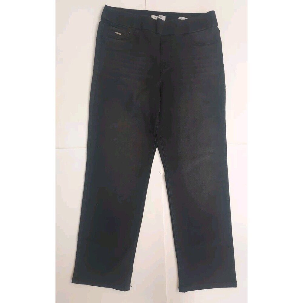 Nine West Jeans Womens Size 12 Black Heidi Pull On Straight Stretch Denim